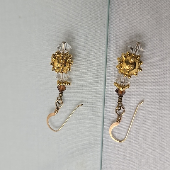 Gold and Silver Drop Earrings - Picture 7 of 15